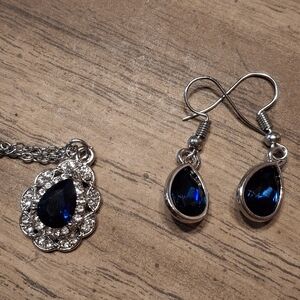 🍀3/15 Elegant Blue and Silver Jewelry Set